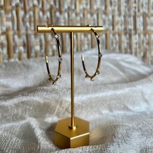 Tarnish proof 18kt hoops with CZ accents